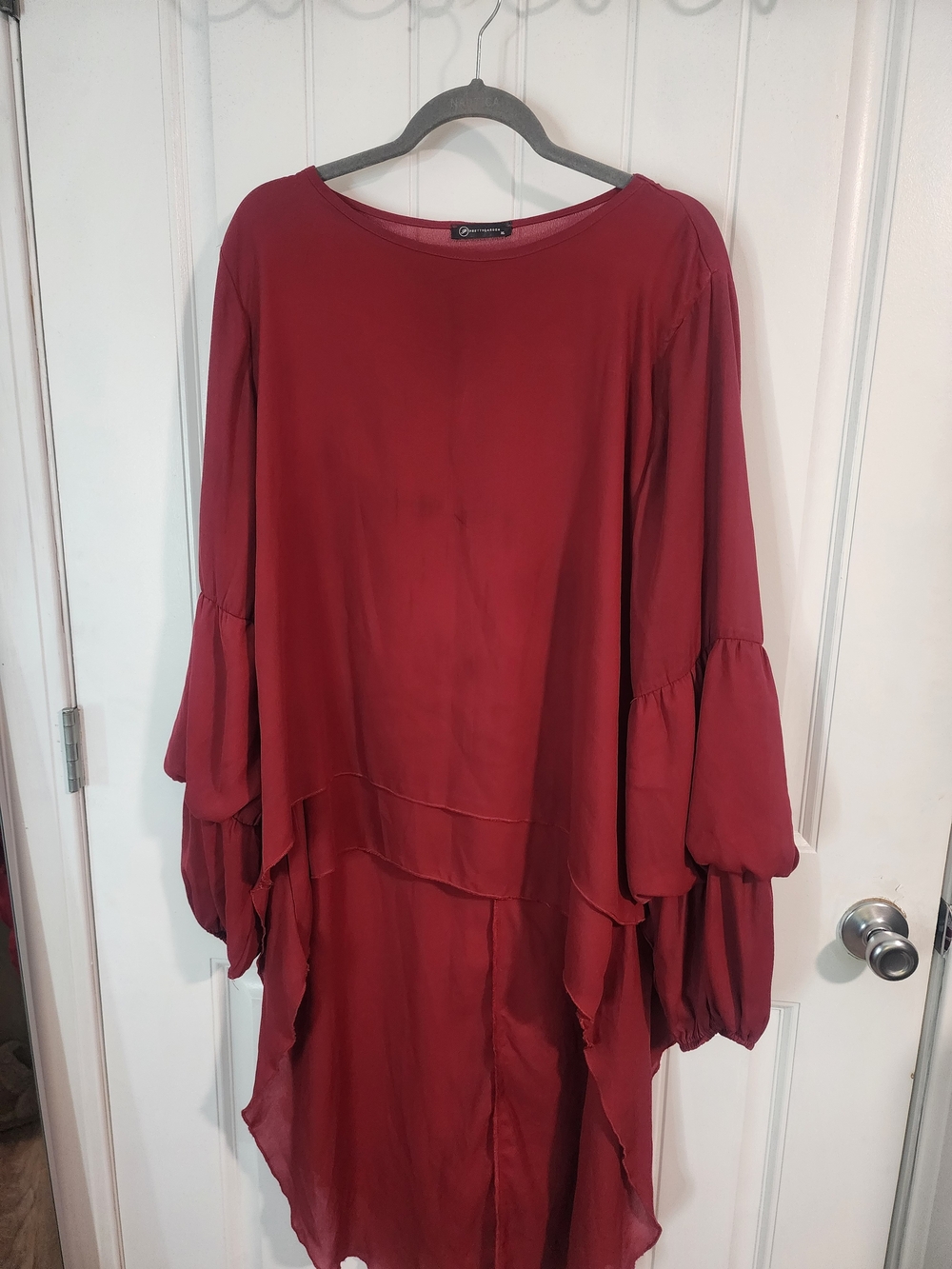 Flowing High-Low Tiered Dress in Deep Red
